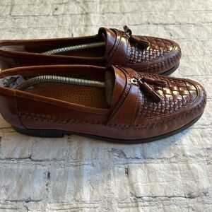 GIORGIO BRUTINI LE GLOVE BROWN LEATHER KILTIE TASSEL BASKETWEAVE TOP SHOES 11.5M